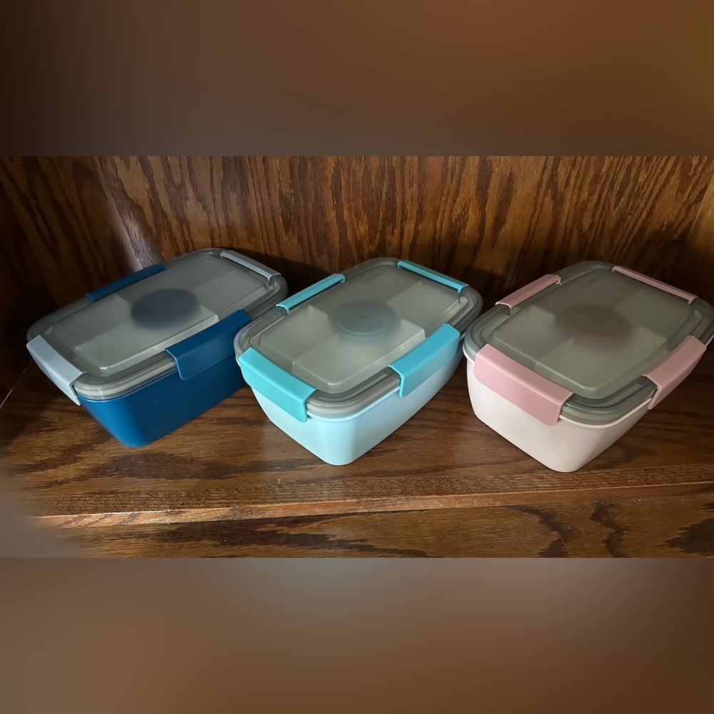 Daiso Aqua and Blush Food Storage Set